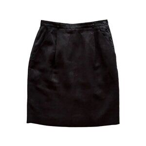 Liz Claiborne 100% Linen Black Pencil Skirt - 10P, 10 Petite
